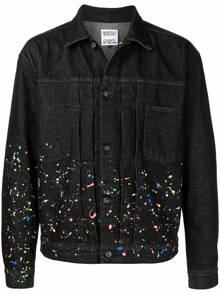 Marcelo Burlon County of Milan paint-splatter denim jacket - Black Cover