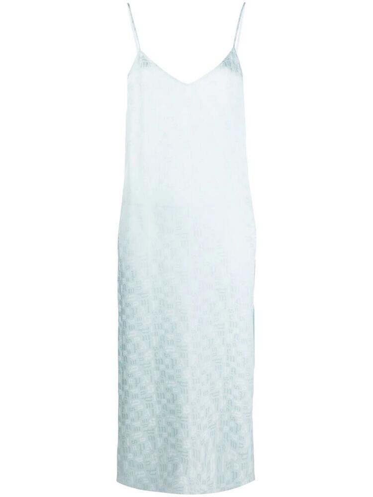 Palm Angels monogram-print slip dress - Blue Cover