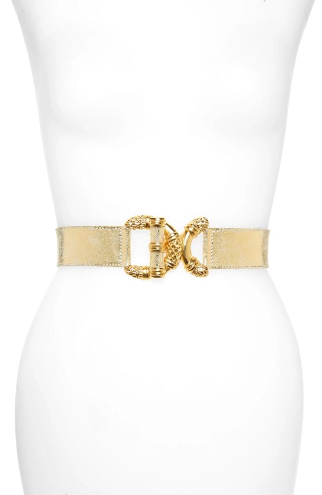 Raina Viper D-Ring Buckle Leather Belt in Gold Cover