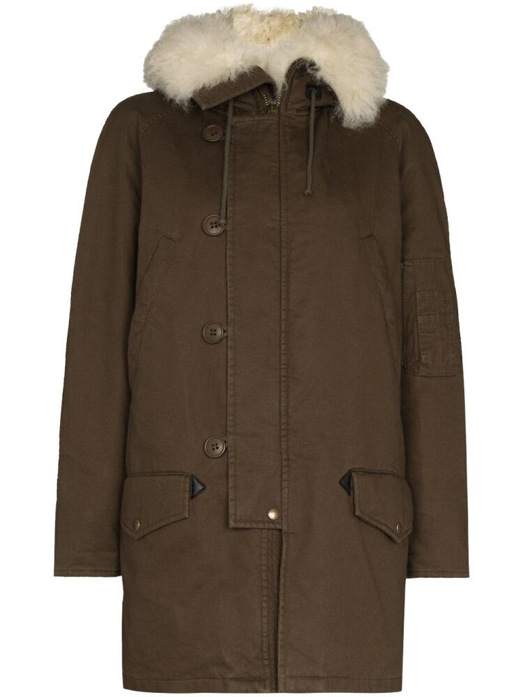 Saint Laurent shearling-trim parka coat - Green Cover