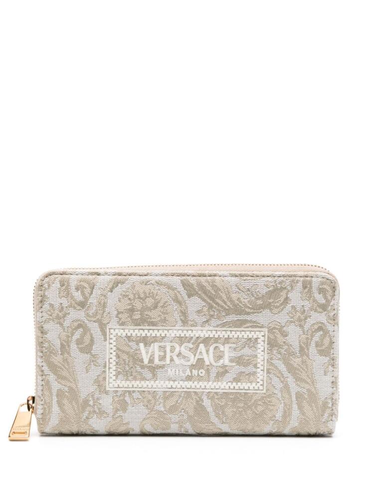 Versace embroidered-logo jacquard wallet - Neutrals Cover