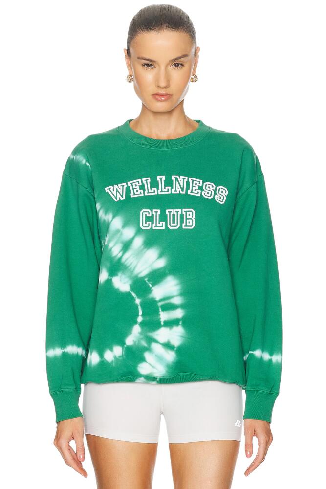 Sporty & Rich Wellness Club Flocked Crewneck Sweatshirt in Green Cover