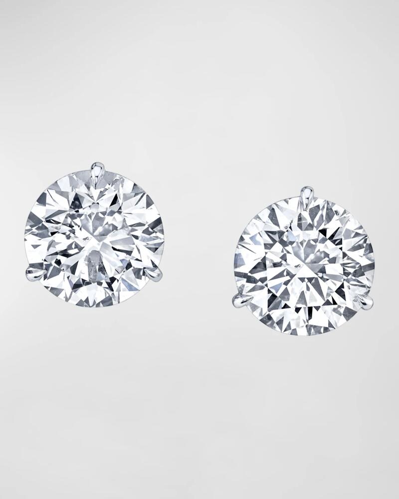 Neiman Marcus Diamonds 18K White Gold 3-Prong Diamond Martini Stud Earrings, 5tcw, 0.33"L / 0.33"W Cover