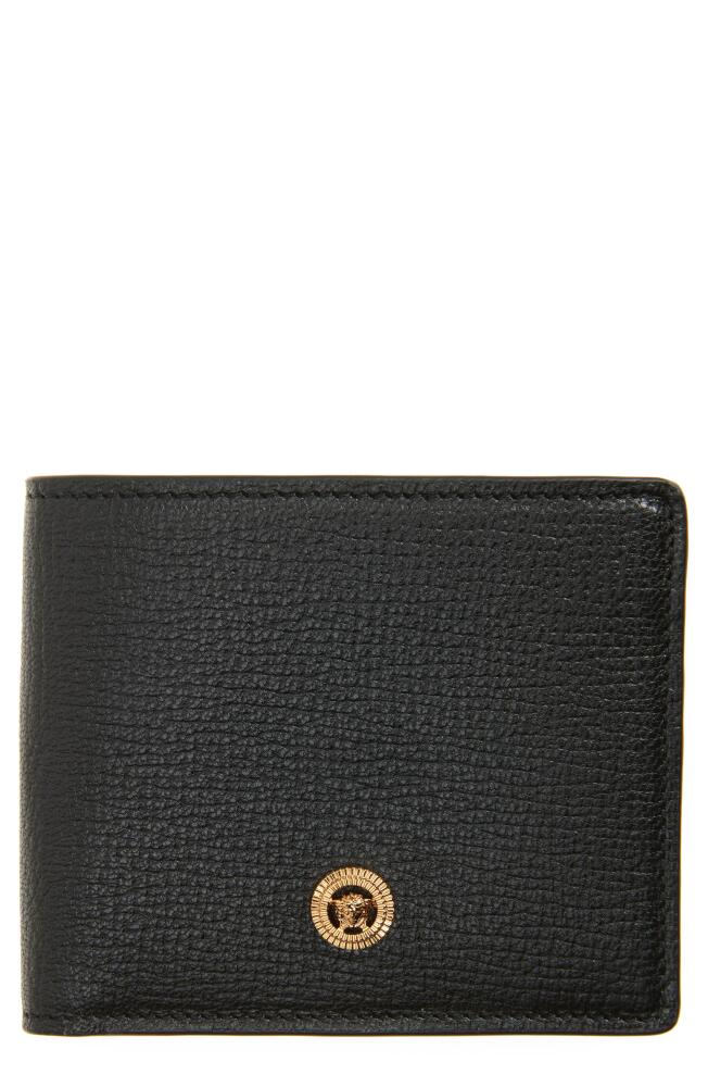 Versace Medusa Leather Bifold Wallet in Black/Versace Gold Cover