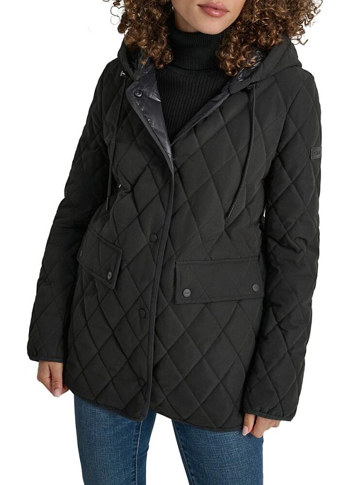 DKNY Women's Hooded Quilted Jacket - Black Cover