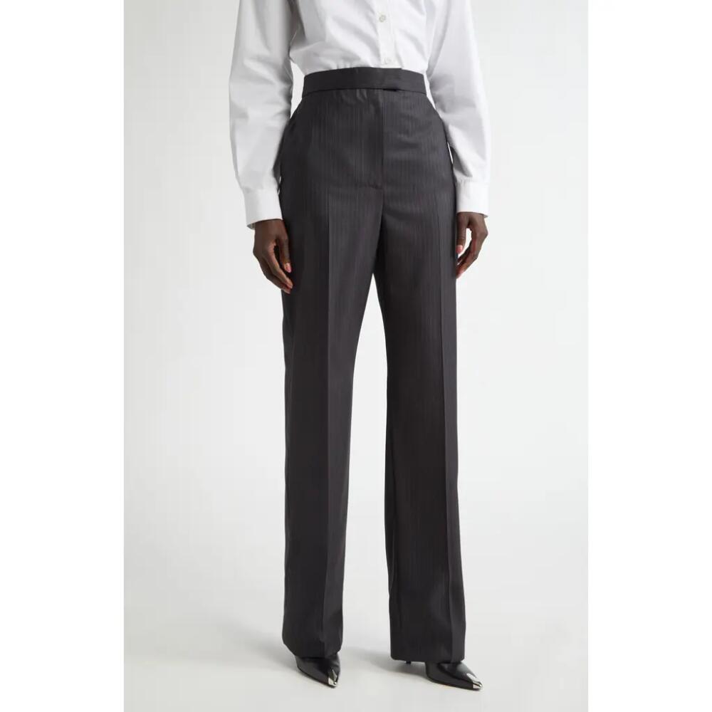 Alexander McQueen Pinstripe Straight Leg Trousers in Grey Cover