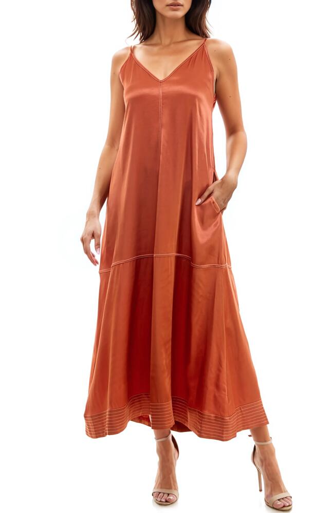 Socialite Contrast Stitch Trapeze Dress in Spice Route Cover