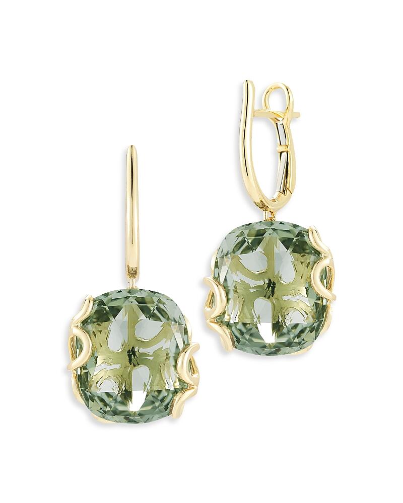 Miseno Jewelry 18K Yellow Gold Sea Leaf Green Amethyst Drop Earrings Cover