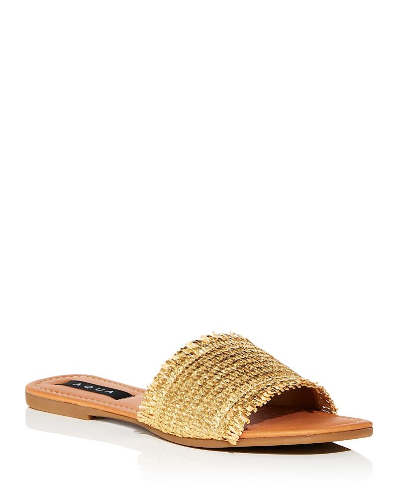 Aqua Women's Meile Fringed Raffia Slide Sandals - Exclusive Cover