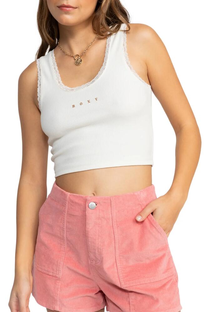 Roxy Lace Crop Tank Top in Egret Cover