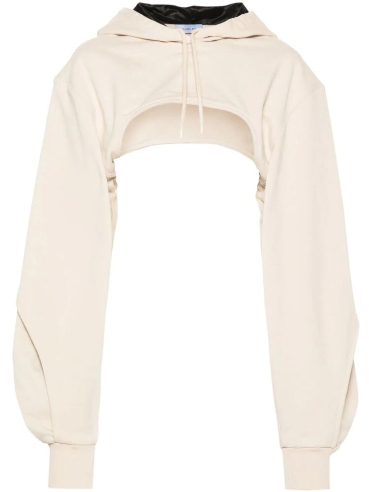 Mugler balloon-sleeve cropped hoodie - Neutrals Cover