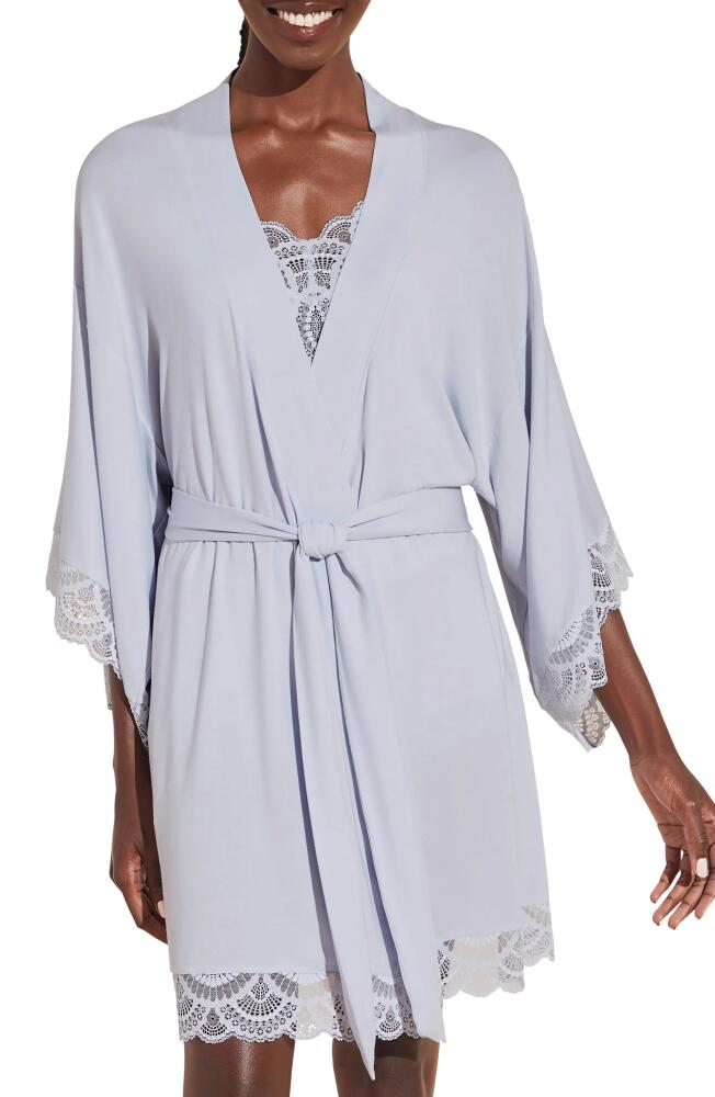 Eberjey Mariana Lace Trim Jersey Robe in Ice Blue Cover