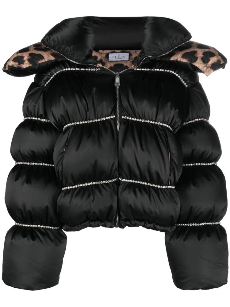 Philipp Plein Flame embellished oversized puffer jacket - Black Cover