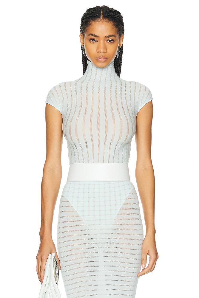 ALAÏA Striped T-shirt Bodysuit in Mint Cover