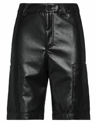 44 Label Group Man Shorts & Bermuda Shorts Black Recycled leather, Polyurethane, Polyester Cover