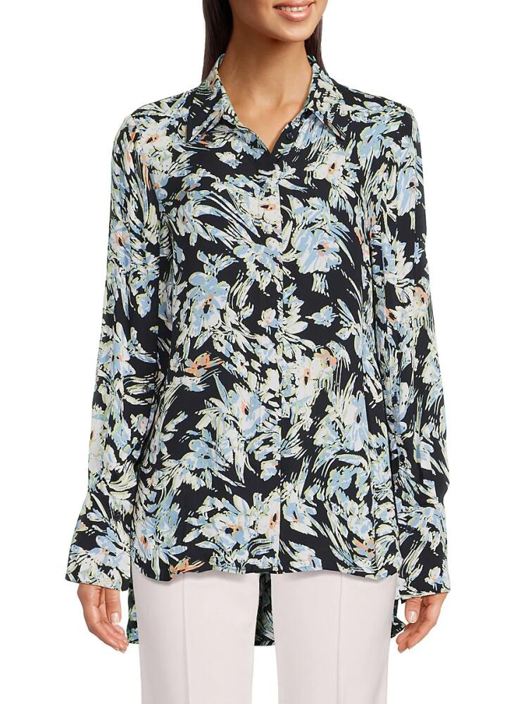 Reiss Women's Floral Button Down Shirt - Blue Cover