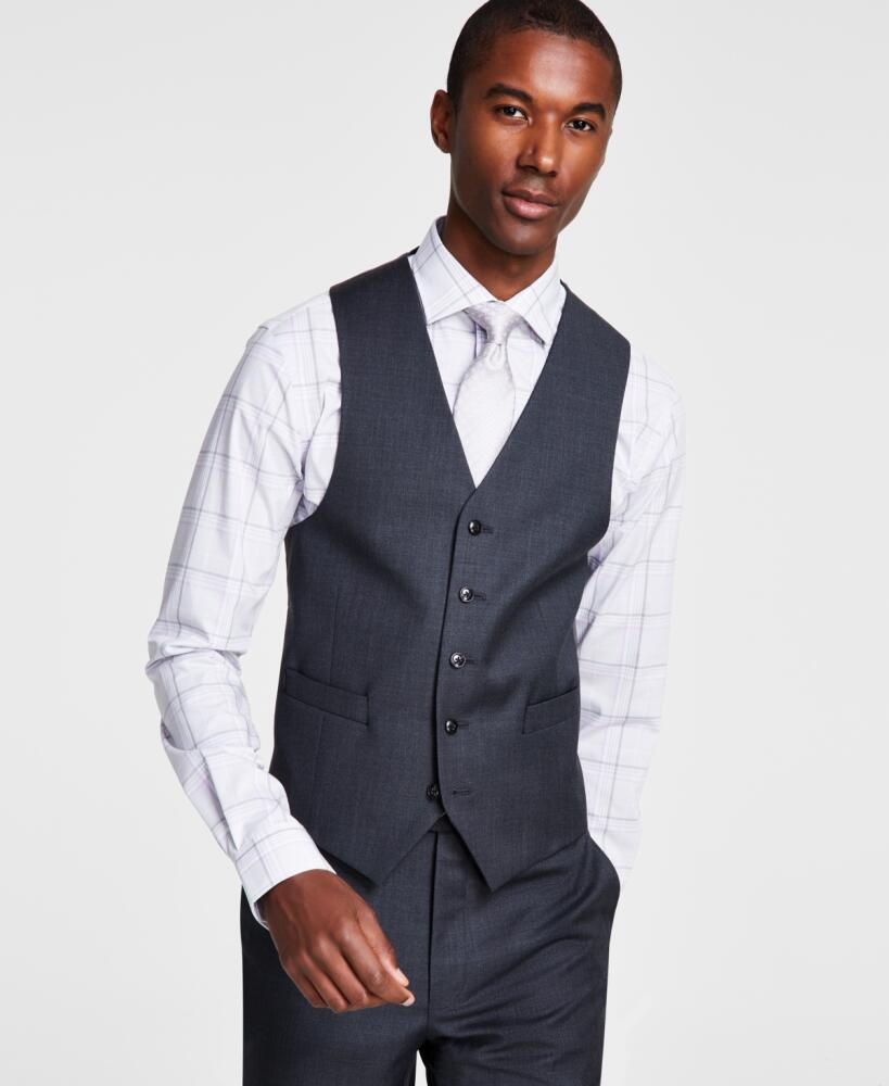 Michael Kors Men's Classic-Fit Wool-Blend Stretch Solid Suit Vest - Grey Cover