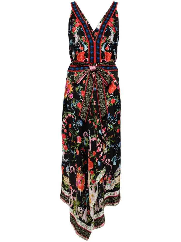 Marchesa Rosa Byrn floral-print midi dress - Black Cover