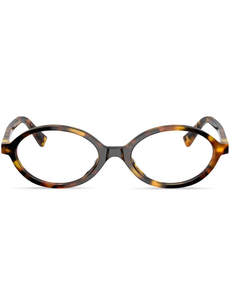 Miu Miu Eyewear tortoiseshell-effect oval glasses - Green Cover