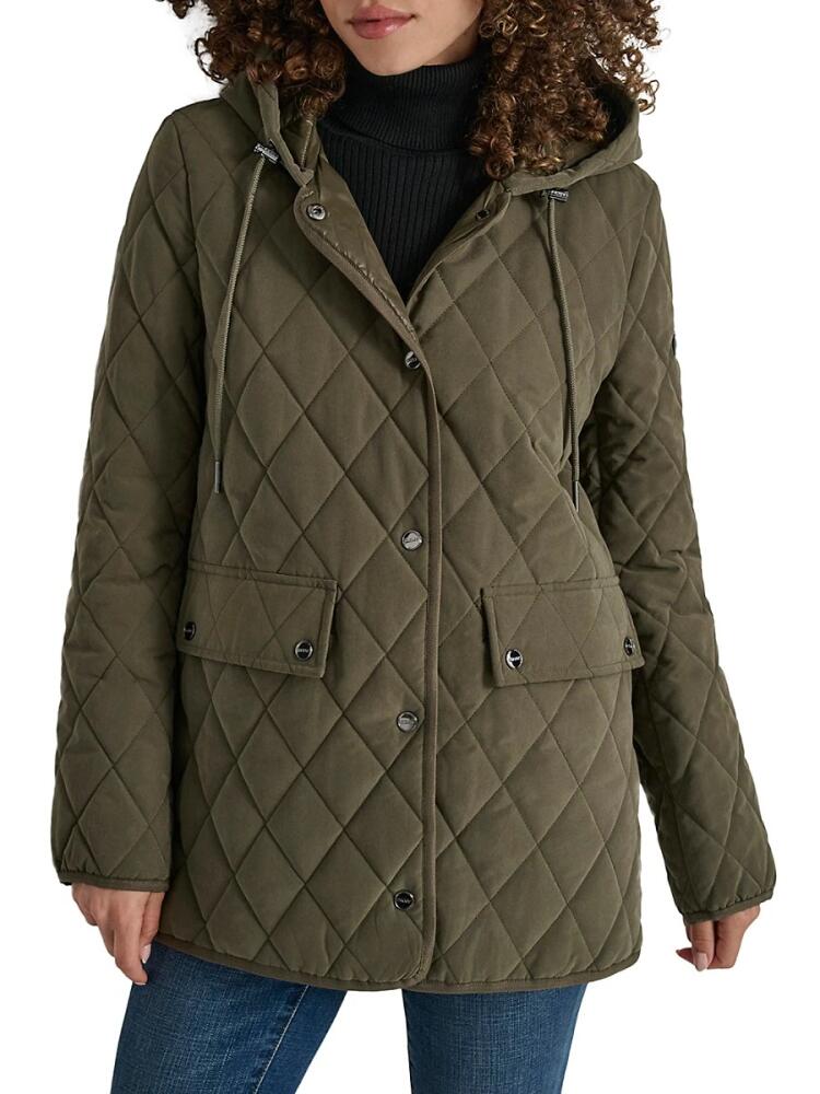 DKNY Women's Hooded Quilted Jacket - Loden Cover