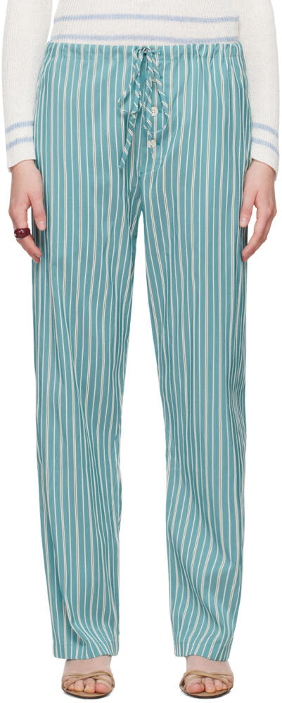 Bode Blue Shore Stripe Trousers Cover