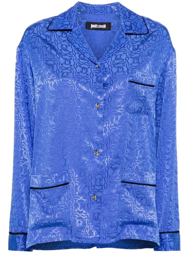 Just Cavalli logo snake-jacquard shirt - Blue Cover