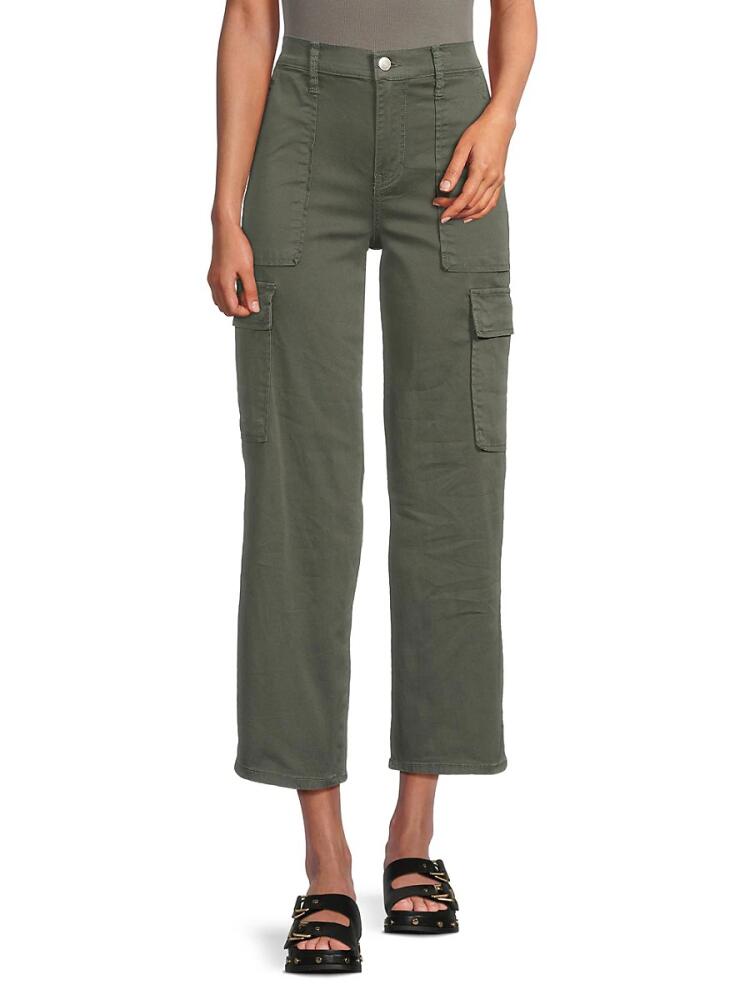 Hudson Jeans Women's Rosalie High Rise Wide Leg Cropped Pants - Olive Cover