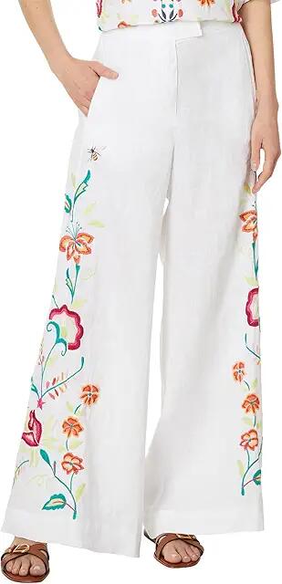 Johnny Was Averi Wide Leg Linen Pant (White) Women's Dress Pants Cover