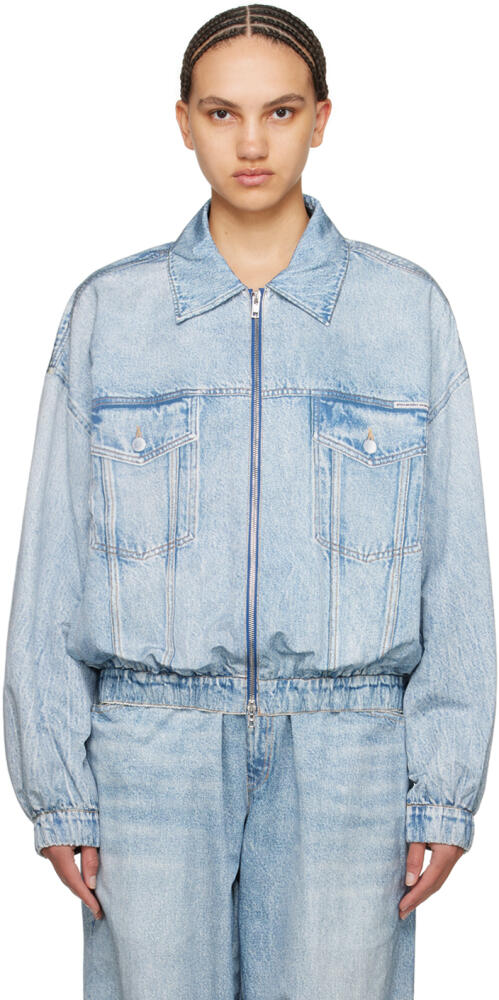 Alexander Wang Blue Printed Denim Bomber Jacket Cover