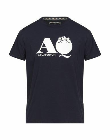 Aquascutum Man T-shirt Midnight blue Cotton, Elastane Cover