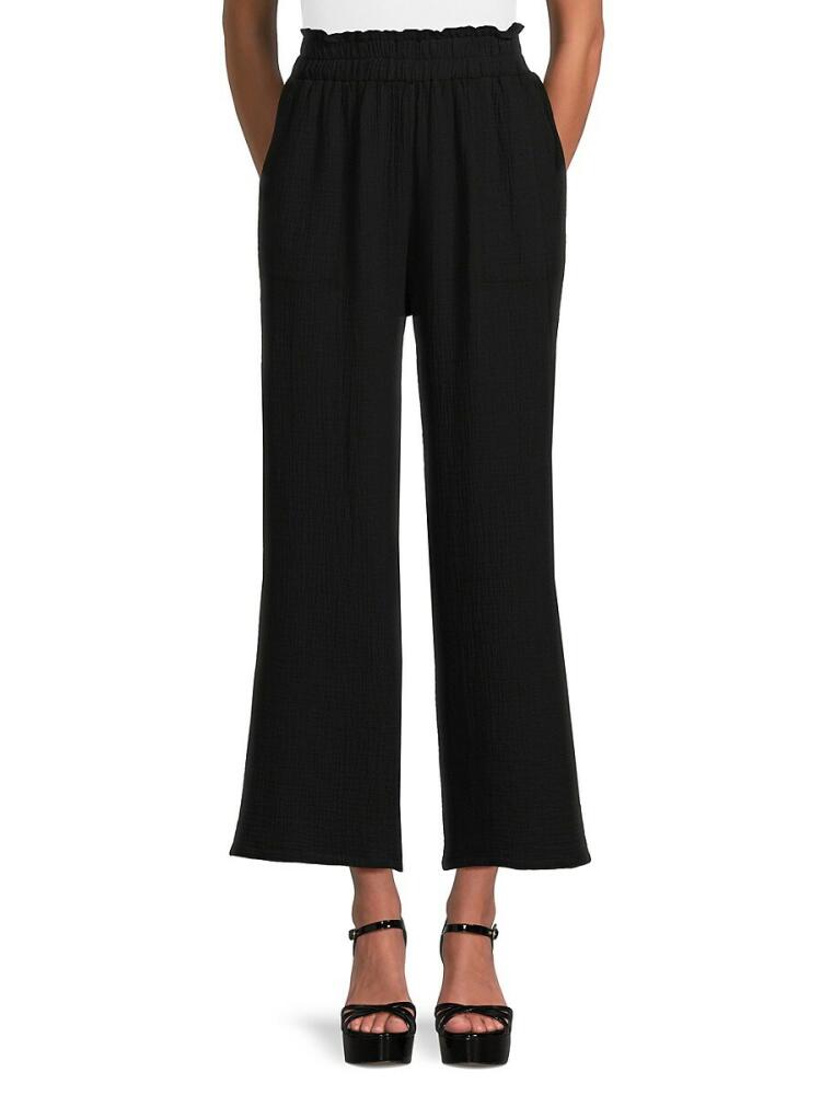 Saks Fifth Avenue Women's Gauze Wide Leg Pants - Black Cover