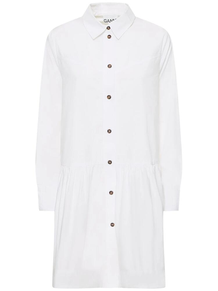 GANNI Cotton Poplin Mini Shirt Dress Cover