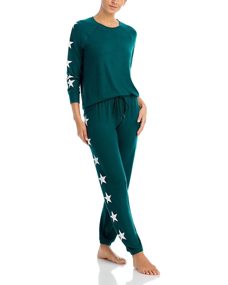 Aqua Long Sleeve Star Print Pajama Set - Exclusive Cover