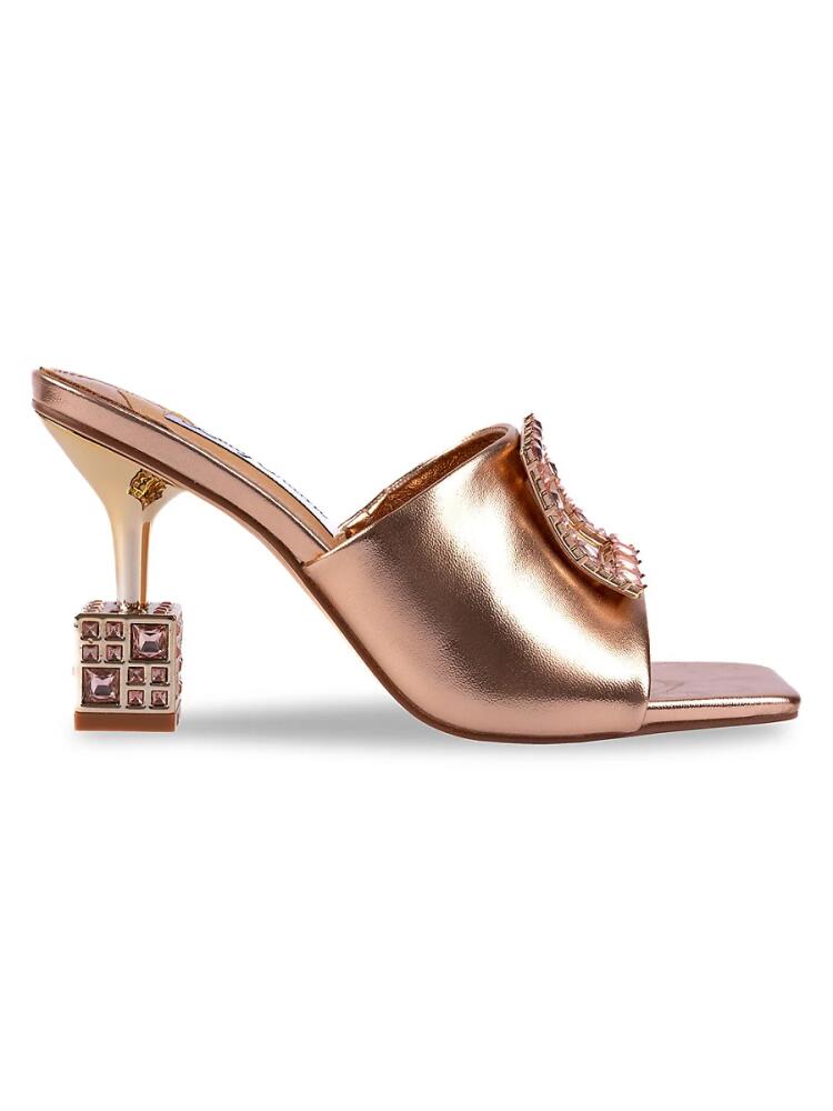 Lady Couture Women's Casino Embellished Faux Leather Sandals - Rose Gold Cover