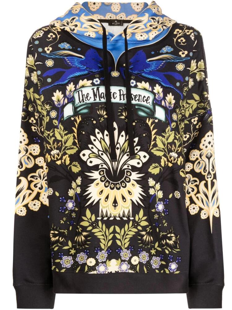 ETRO graphic-print cotton hoodie - Black Cover