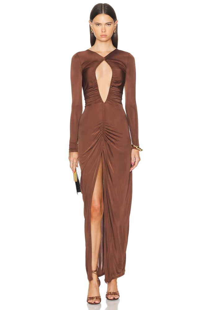 Atlein Cut Out Ruched Gown in Brown Cover