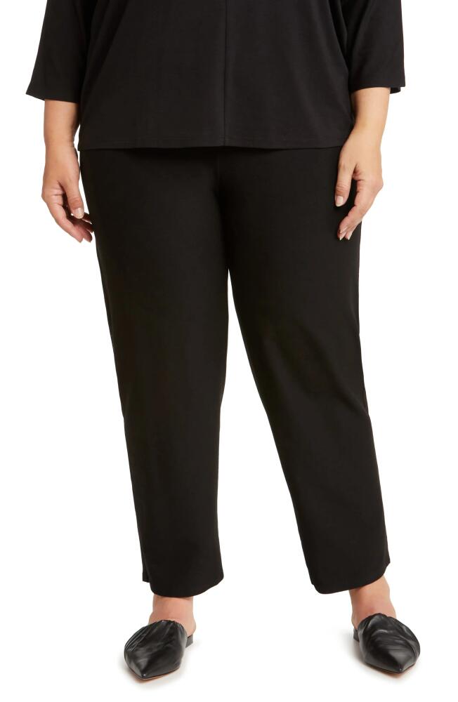 Eileen Fisher Knit Ankle Straight Leg Pants in Black Cover