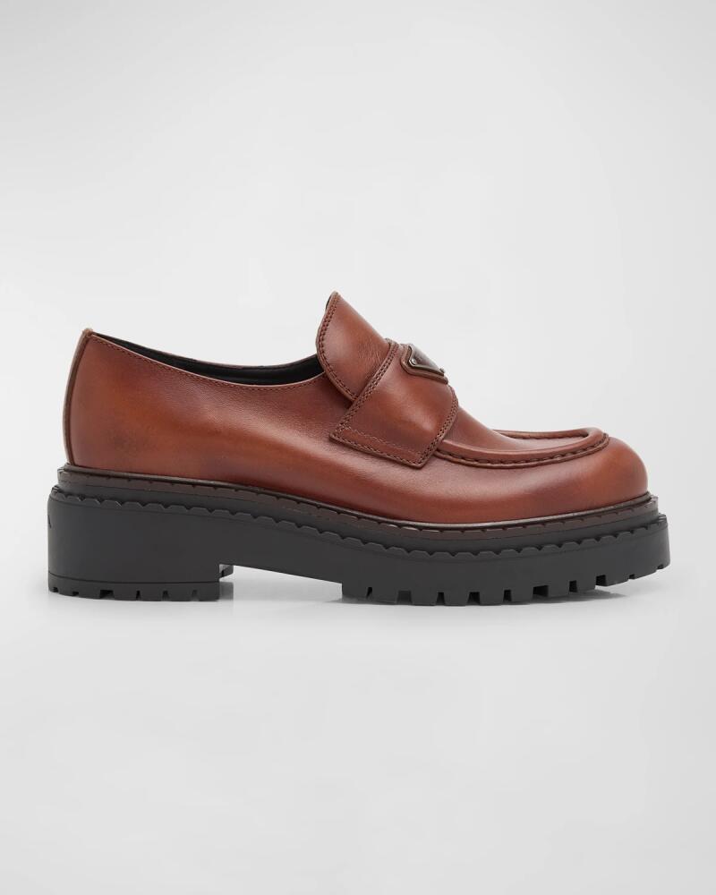 Prada Chocolate Calfskin Platform Loafers Cover