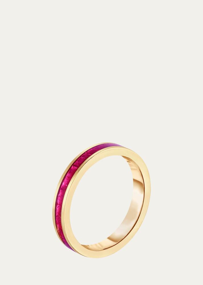 Audrey C. Jewels 18K Yellow Gold Enamel Stacking Band Ring, Size 5-8 Cover