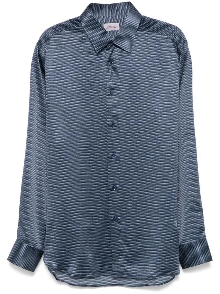 Brioni geometric-pattern shirt - Blue Cover