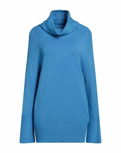 Biancoghiaccio Woman Turtleneck Azure Viscose, Polyester, Polyamide Cover