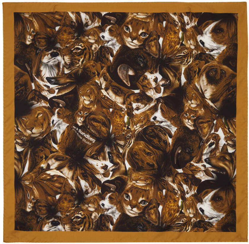 Acne Studios Brown Per B Sundberg Edition Print Silk Scarf Cover