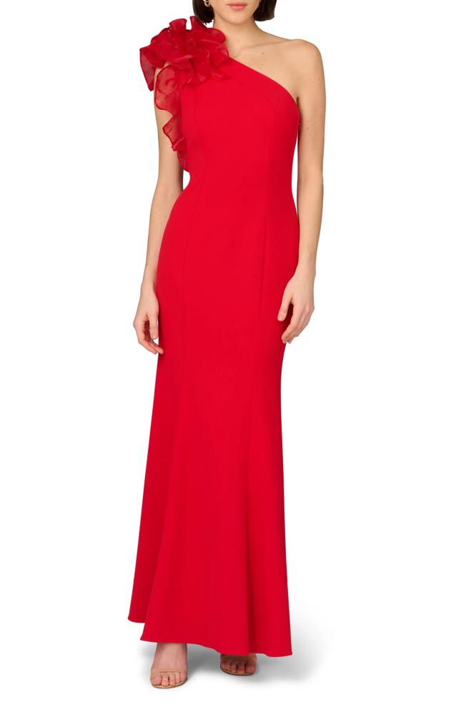 Aidan Mattox by Adrianna Papell One-Shoulder Trumpet Gown in Red Cover