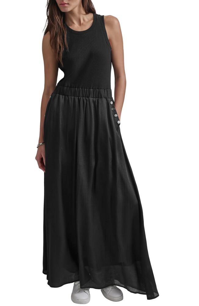 DKNY Mixed Media Maxi Dress in Black Cover