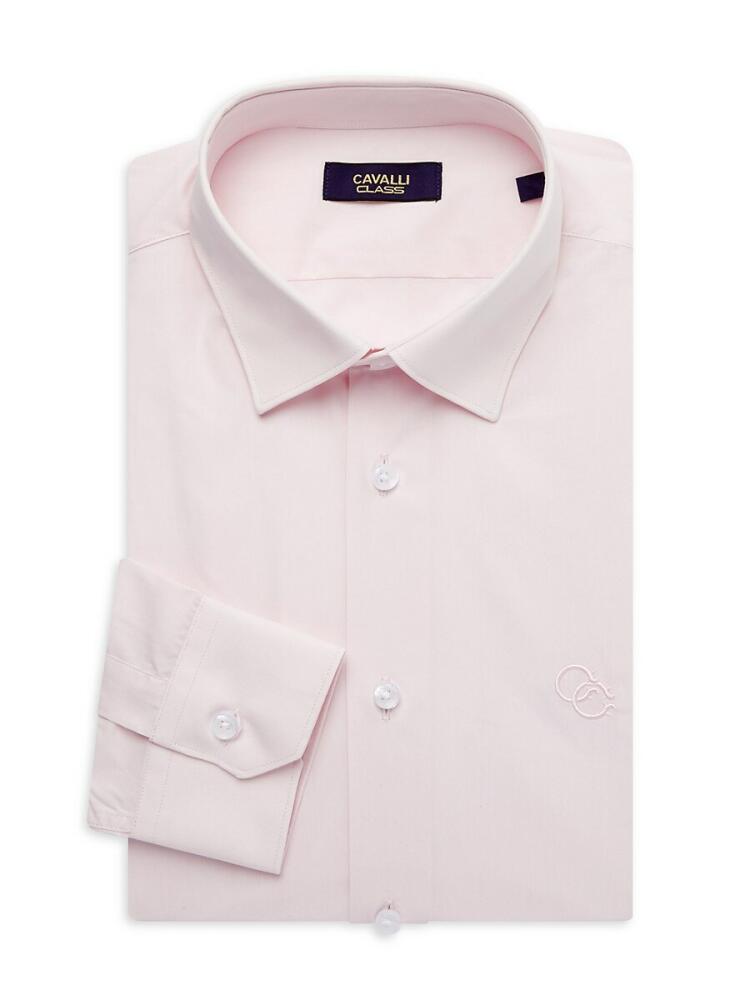 Cavalli Class by Roberto Cavalli Men's Slim Fit Logo Dress Shirt - Pink Cover