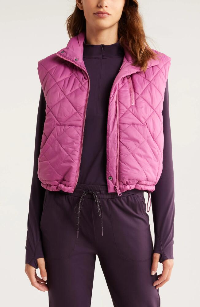 Zella Reversible Quilted Nylon Puffer Vest in Pink Violet Cover