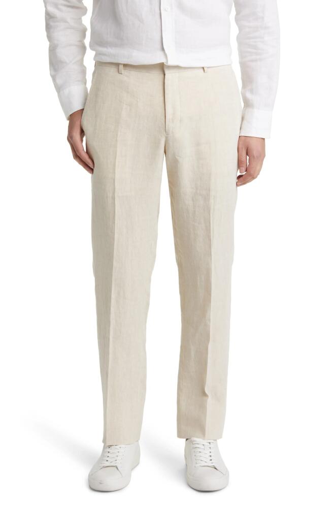 Nordstrom Trim Fit Linen Trousers in Tan Desert Cover