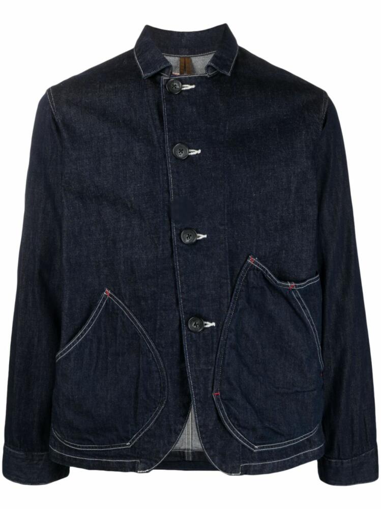 KAPITAL contrast-stitching button-up denim jacket - Blue Cover