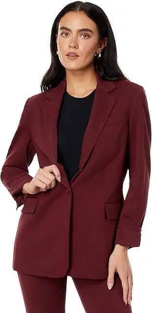 DKNY Notch Collar Flap Pocket One-Button Jacket (Cabernet) Women's Coat Cover