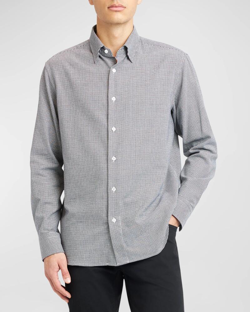 Brioni Men's Cotton Micro-Houndstooth Sport Shirt Cover